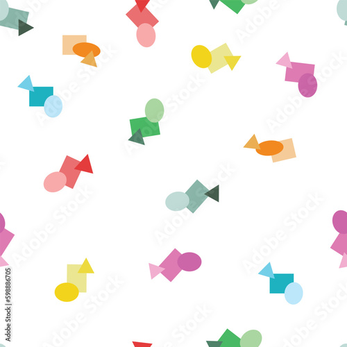 Vector squares, circles, and triangles pattern background. Perfect for fabric, scrapbooking, wallpaper projects Generative AI