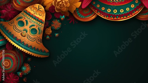 Cinco de mayo holiday illustration background with copy space Generative AI