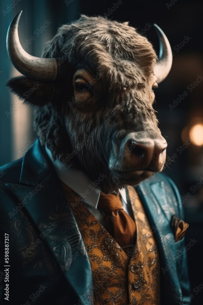 buffalo in a bussines suit Generative AI buffalo in a bussines suit Generative AI