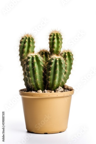 Cactus in a pot isolated on white background Generative AI