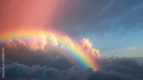 cloud rainbow in the sky. Generative AI © Putrasatria