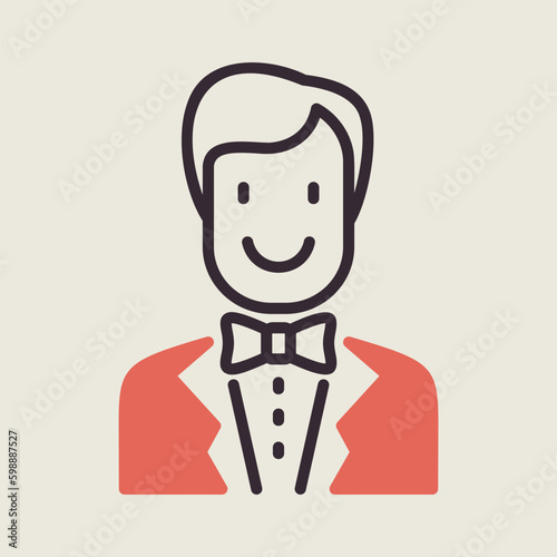 Groom, bridegroom, fiance man in costume icon