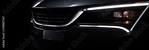 close up headlight futuristic concept EV car Generative AI