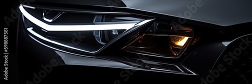 close up headlight futuristic concept EV car Generative AI © Sandris_ua