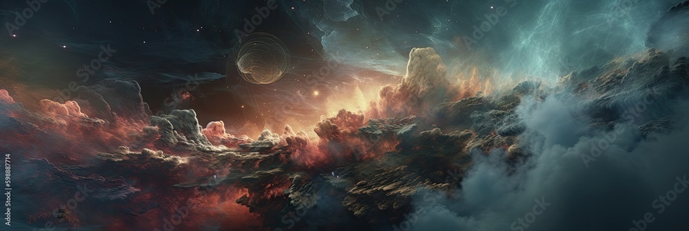 Deep space nebula star dust vibrant Generative AI