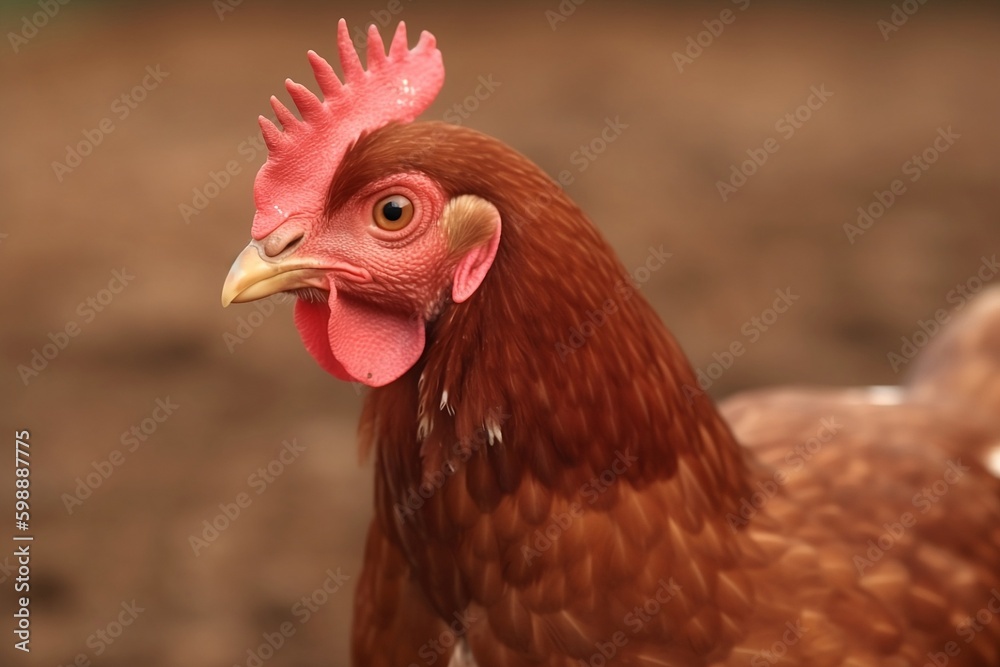 Close-up Portrayal of a Chicken
