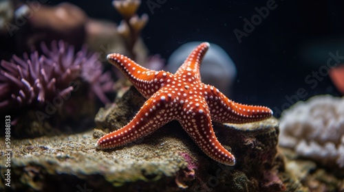 Fromia seastar in coral reef aquarium tank Generative AI © Sandris_ua