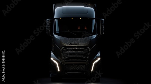 front view of concept truck on a black background Generative AI