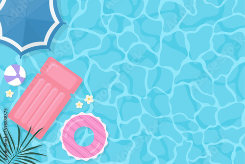 Top view of summer pool background illustration