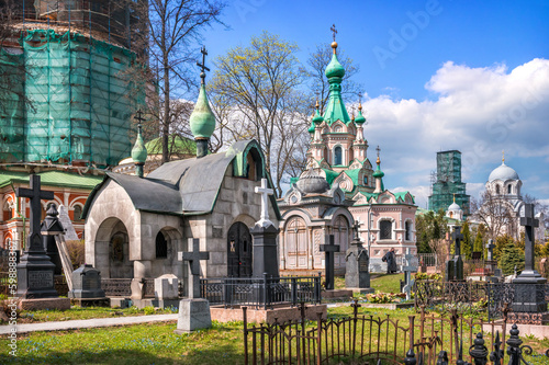 Chapel-tomb, Levchenko Iosif Iosifovich, and the Church of John of the Ladder, grave, necropolis, Donskoy Monastery, Moscow photo