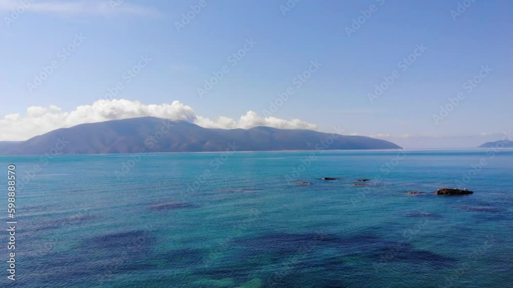 Aerial view of beautiful costal shore in Vlore, Albania Aerial view of beautiful costal shore in Vlore, Albania