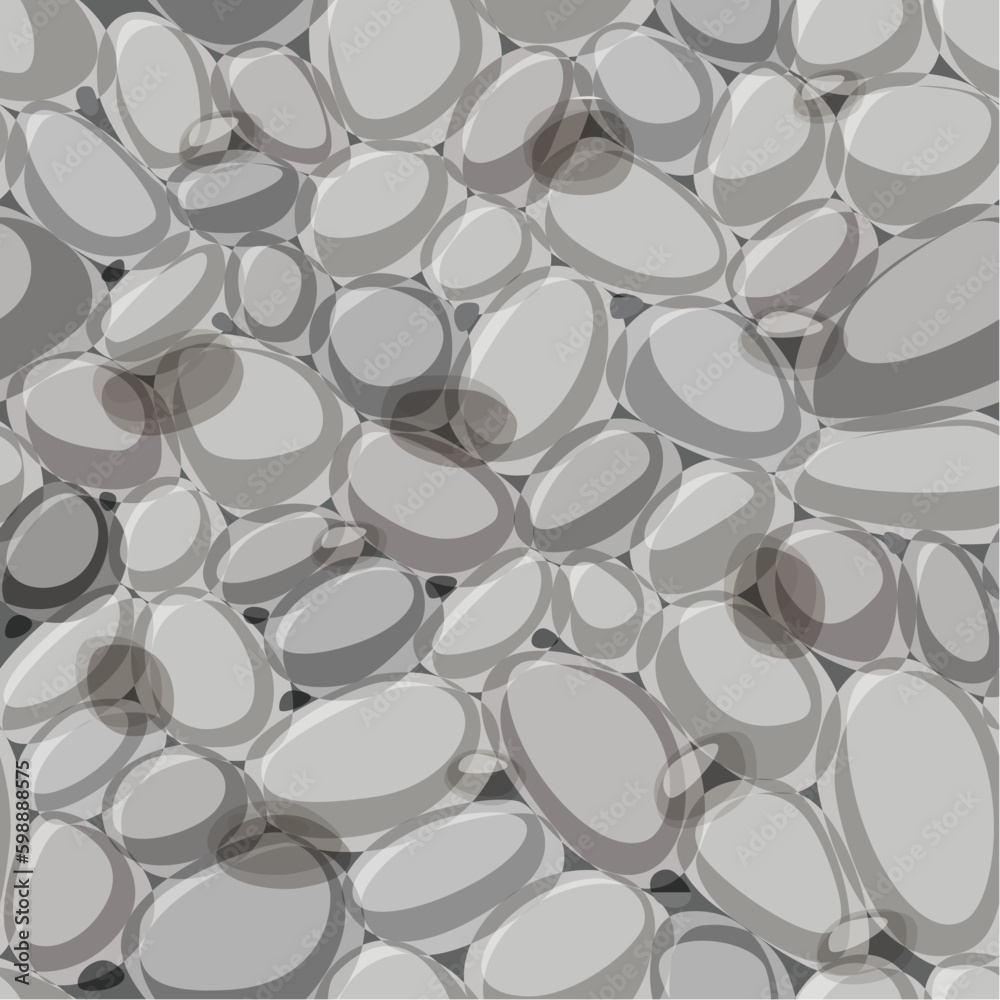 Seamless texture of pebbles in a flat style. White stones on the ground. Seamless texture of pebbles in a flat style. White stones on the ground.