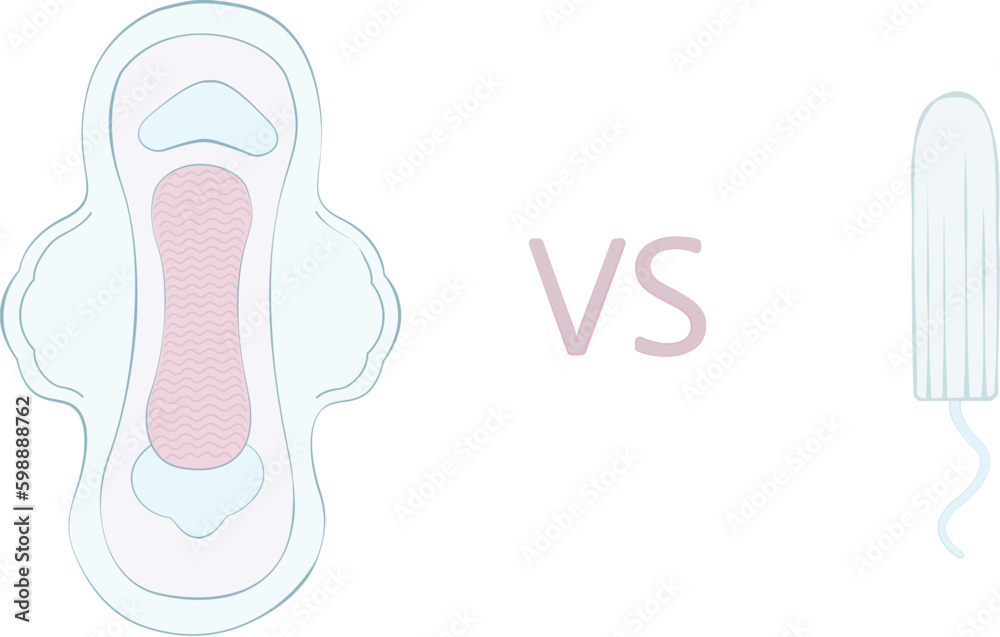 Pads or tampon choice feminine hygiene vector illustration Pads or tampon choice feminine hygiene vector illustration