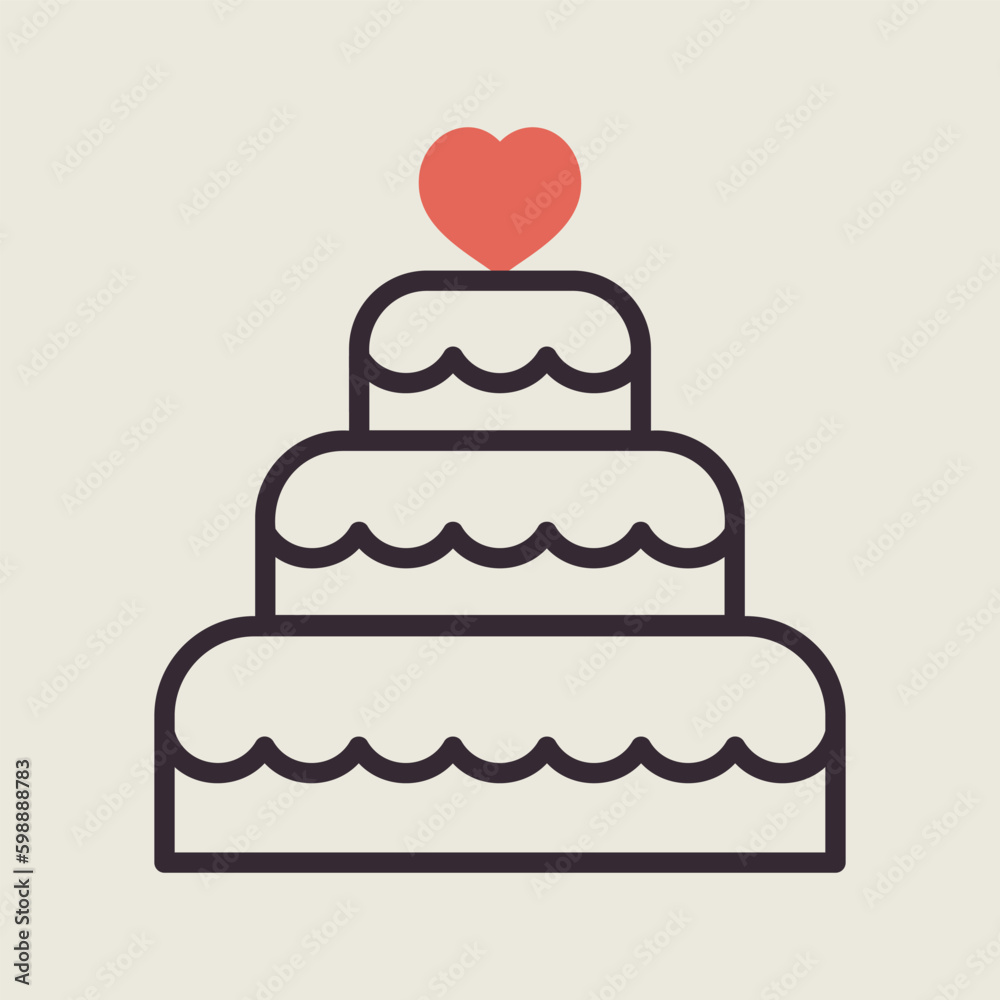 Stacked wedding cake dessert with heart topper Stacked wedding cake dessert with heart topper