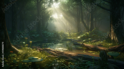 forest landscape. generative AI © Putrasatria
