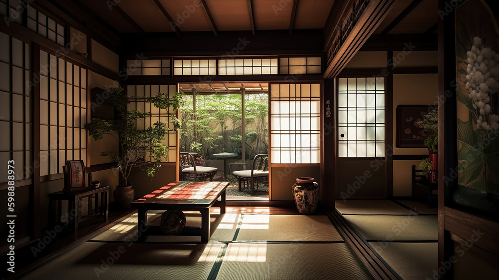 Traditional japanese interior. Generative Ai