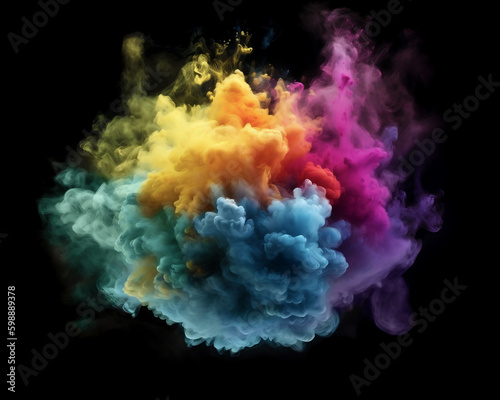 Color smoke cloud  ink paint splash abstract background. Colour water splash or liquid injection of dripped blend.   reative abstract background generative ai.