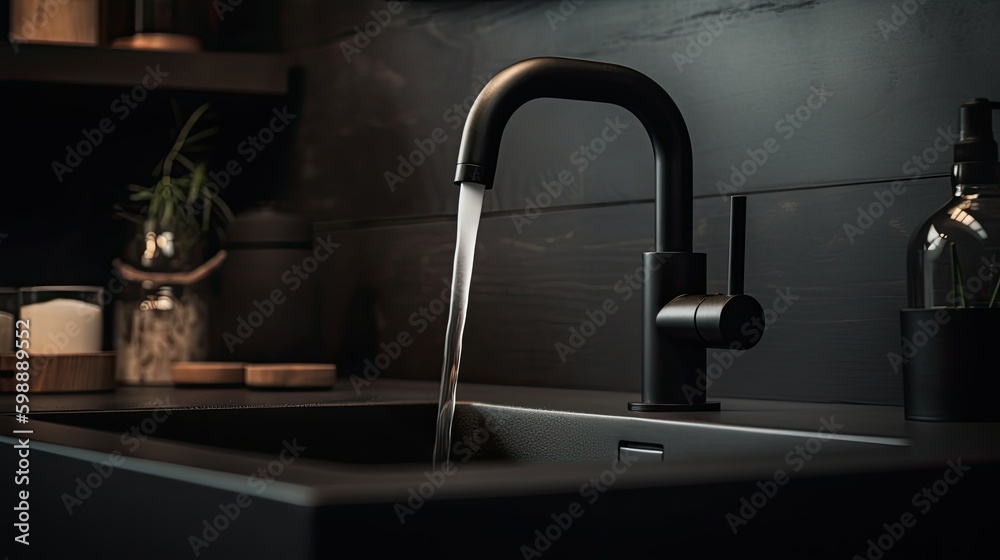 Minimalistic Faucet. Light scandinavian design. Generative AI