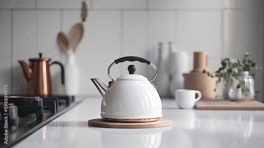 modern kettle on a kitchen table Generative AI