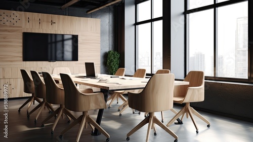 modern meeting room with mockup board Generative AI