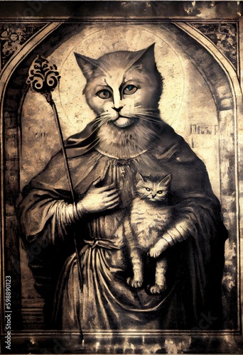 old church icon of the holy cat Generative AI
