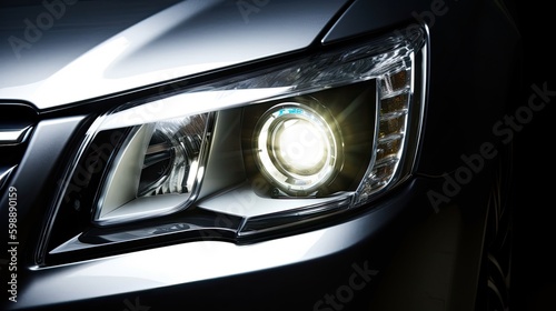 Modern car xenon lamp headlight Generative AI © Sandris_ua