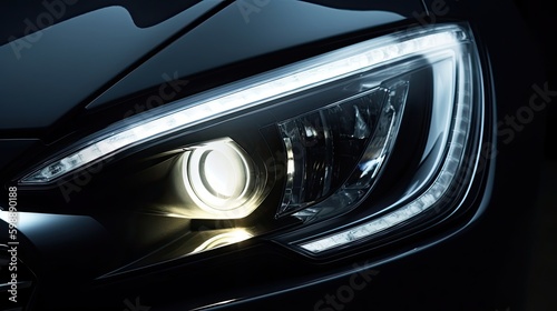 Modern car xenon lamp headlight Generative AI
