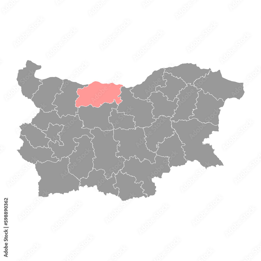 Pleven Province map, province of Bulgaria. Vector illustration.