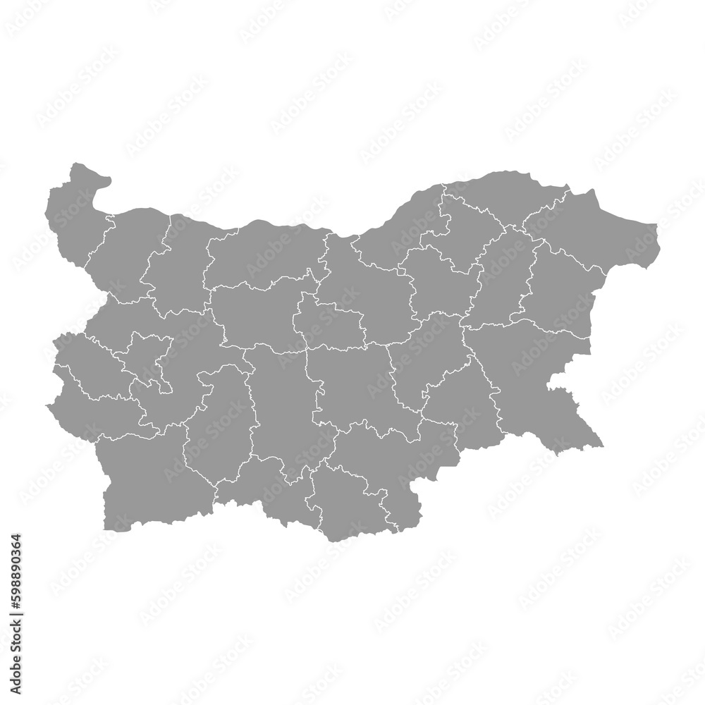 Bulgaria gray map with provinces. Vector illustration.