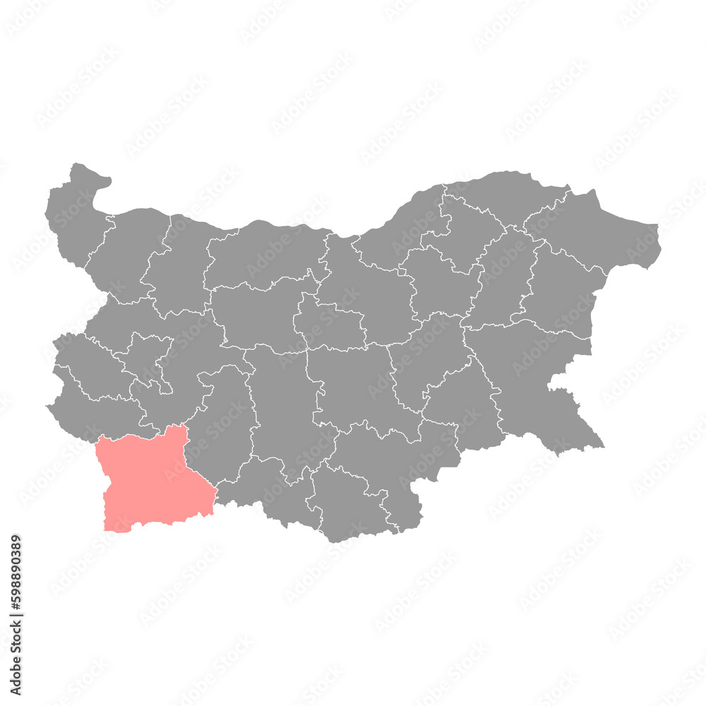 Blagoevgrad Province map, province of Bulgaria. Vector illustration.