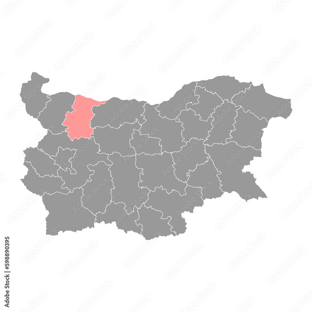 Vratsa Province map, province of Bulgaria. Vector illustration.