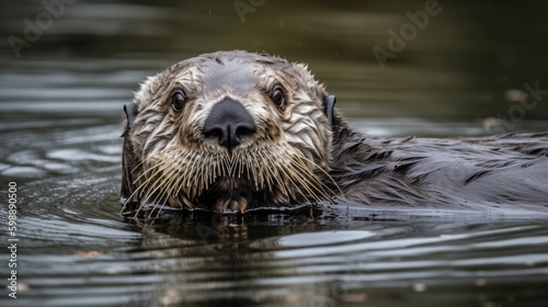 close up of a Sea otter Generative AI