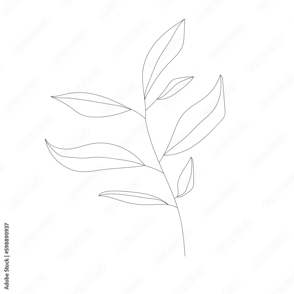 Vector silhouette of grass with leaves. One line, hand drawn. Vector silhouette of grass with leaves. One line, hand drawn.