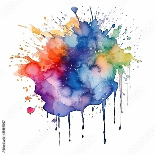 Watercolour splash  watercolour splashed on white background  colourful watercolour paint  multicolour splash effect ink