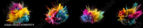 Color powder explosion or cloud paint splash with dye smoke blend background. Creative color ink or paint drips splash  color powder explode. Abstract artistic background generative ai.