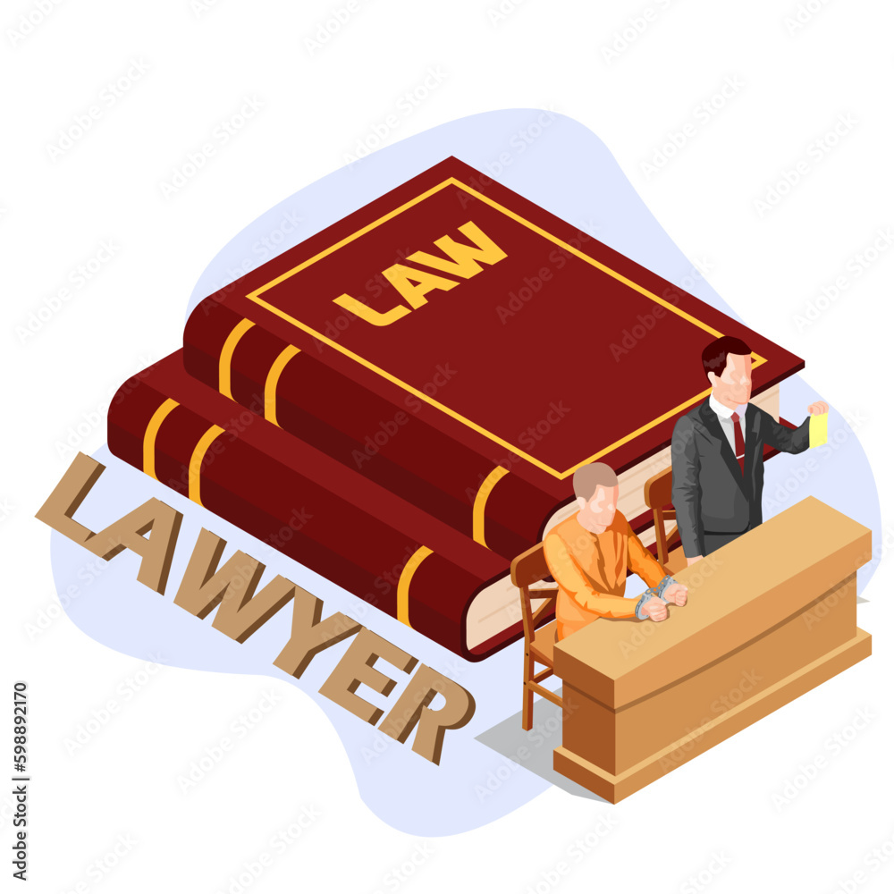 Vecteur Stock illustration of a lawyer in court showing evidence of