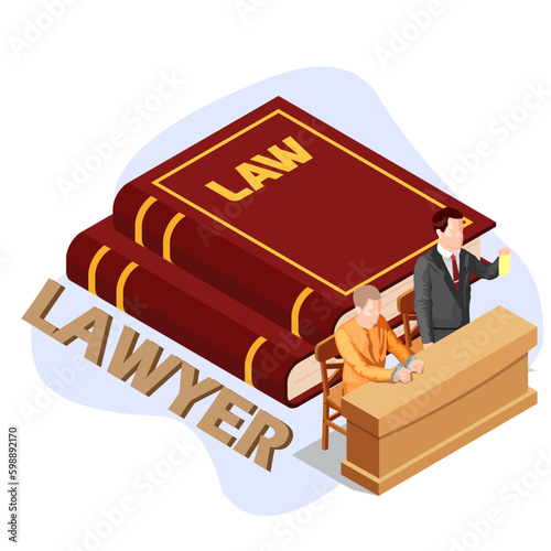 
illustration of a lawyer in court showing evidence of defense. Lawyer defending client vector concept. Suitable for use as a poster or banner on the website