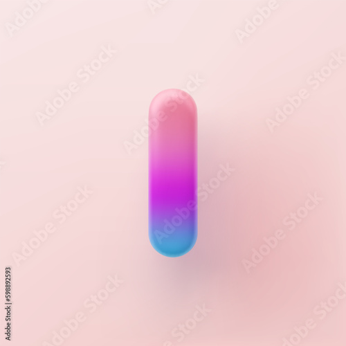3D Colorful Gradient letter I on a light background