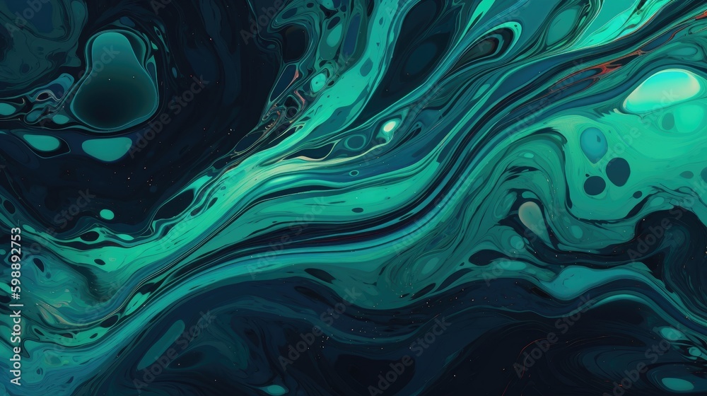 fluid art composition features a modern and abstract style, blue and green fluid art composition features a modern and abstract style, blue and green