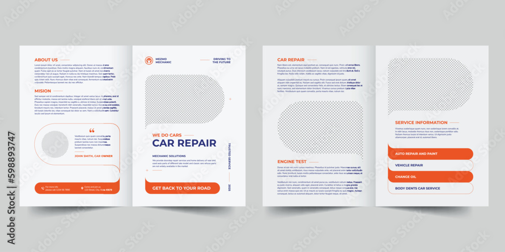 Car Repair bifold brochure template. A clean, modern, and high-quality design bifold brochure vector design. Editable and customize template brochure