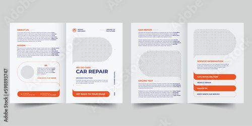 Car Repair bifold brochure template. A clean, modern, and high-quality design bifold brochure vector design. Editable and customize template brochure