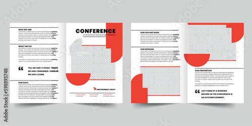 Conference bifold brochure template. A clean, modern, and high-quality design bifold brochure vector design. Editable and customize template brochure