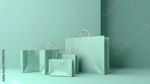 Shopping concept featuring shopping bags in soft, dusted pastel colors, evoking a sense of style, elegance, and consumer delight in the retail experience. Generative AI