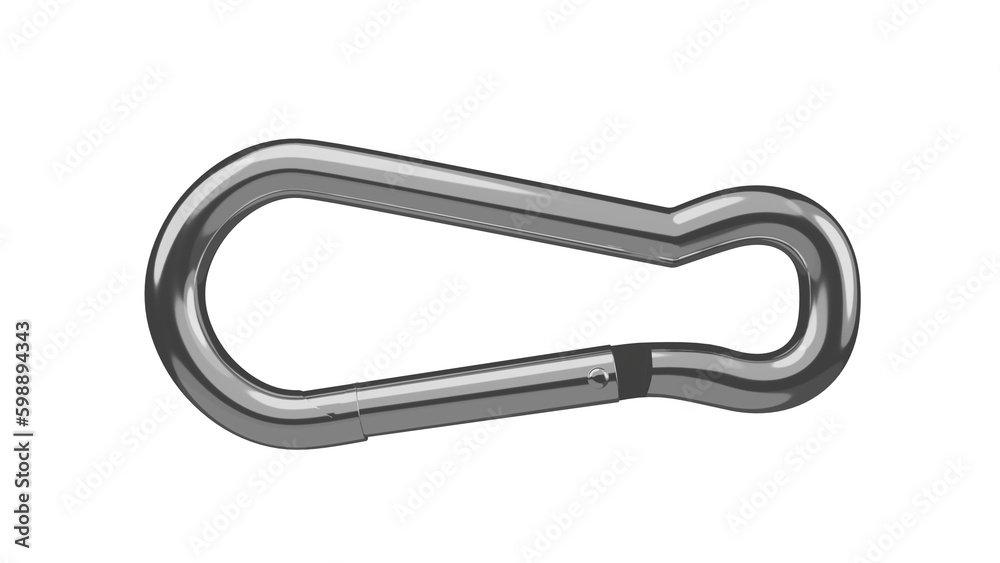 Metal carabin isolated on transparent background. Minimal concept. 3D render Metal carabin isolated on transparent background. Minimal concept. 3D render