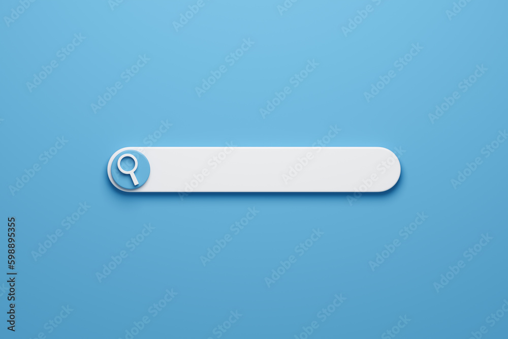 Blank search bar on blue background. 3d rendering.