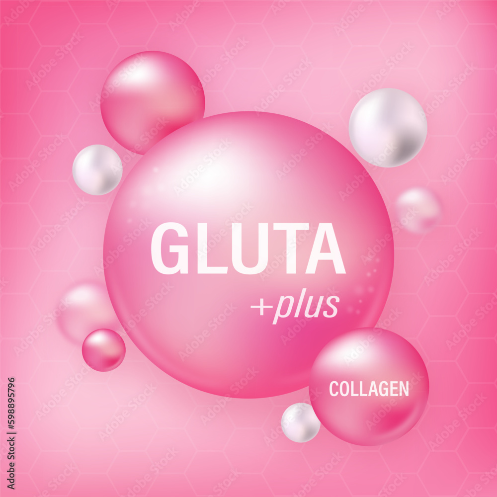 Pink glutathione pack with capsule and the third ingredient can be separated. Substance For Beauty and Cosmetic