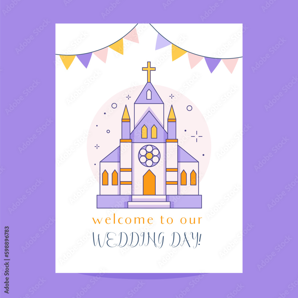 Welcome to Our Wedding Day Card in Line Art Generative AI