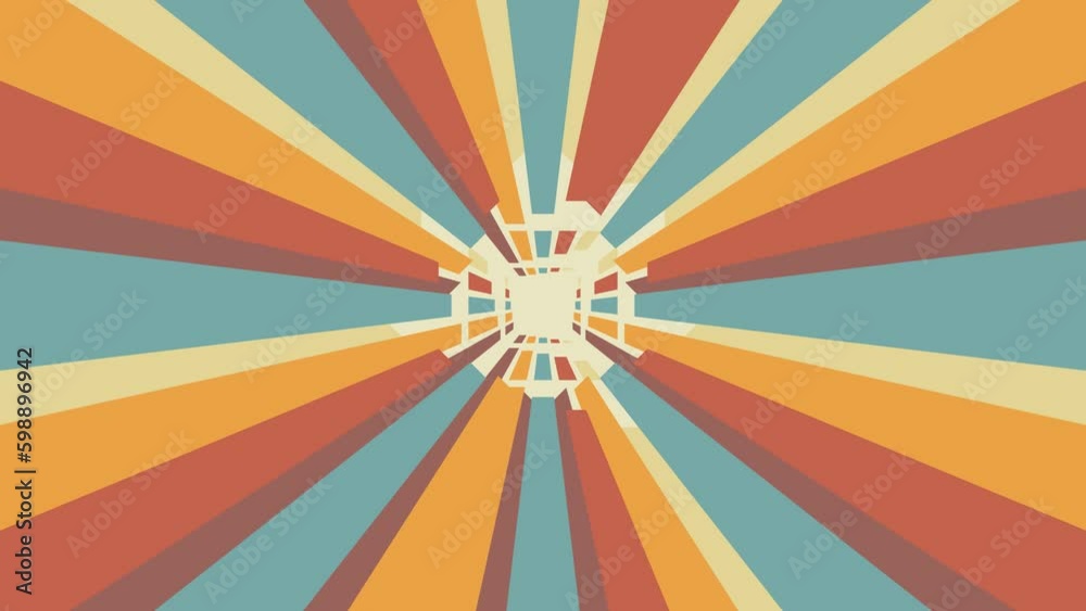  60s 70s animation vintage retro colors background video in modern style classic tunnel rainbows abstract