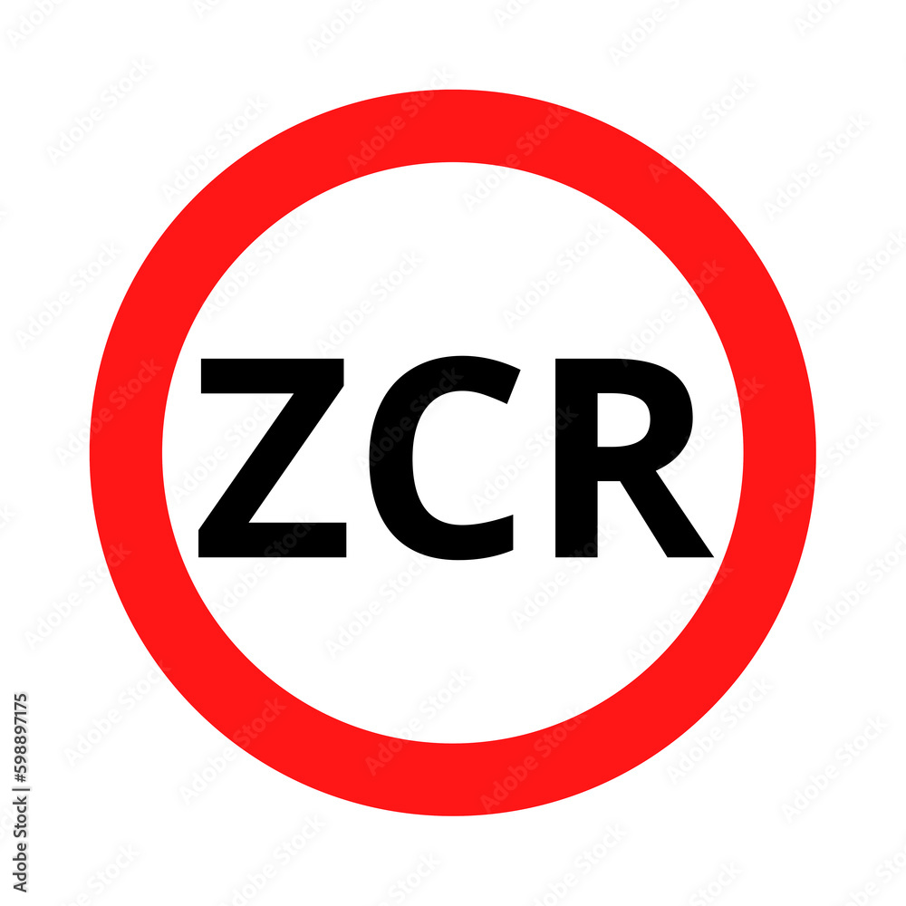 ZCR restricted traffic zone symbol icon in French language
