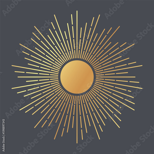 Vector illustration with sun in mystical style for tarot card. Generative AI